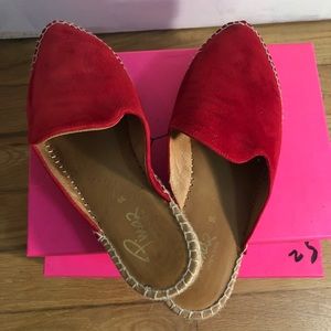 Red suede espadrille